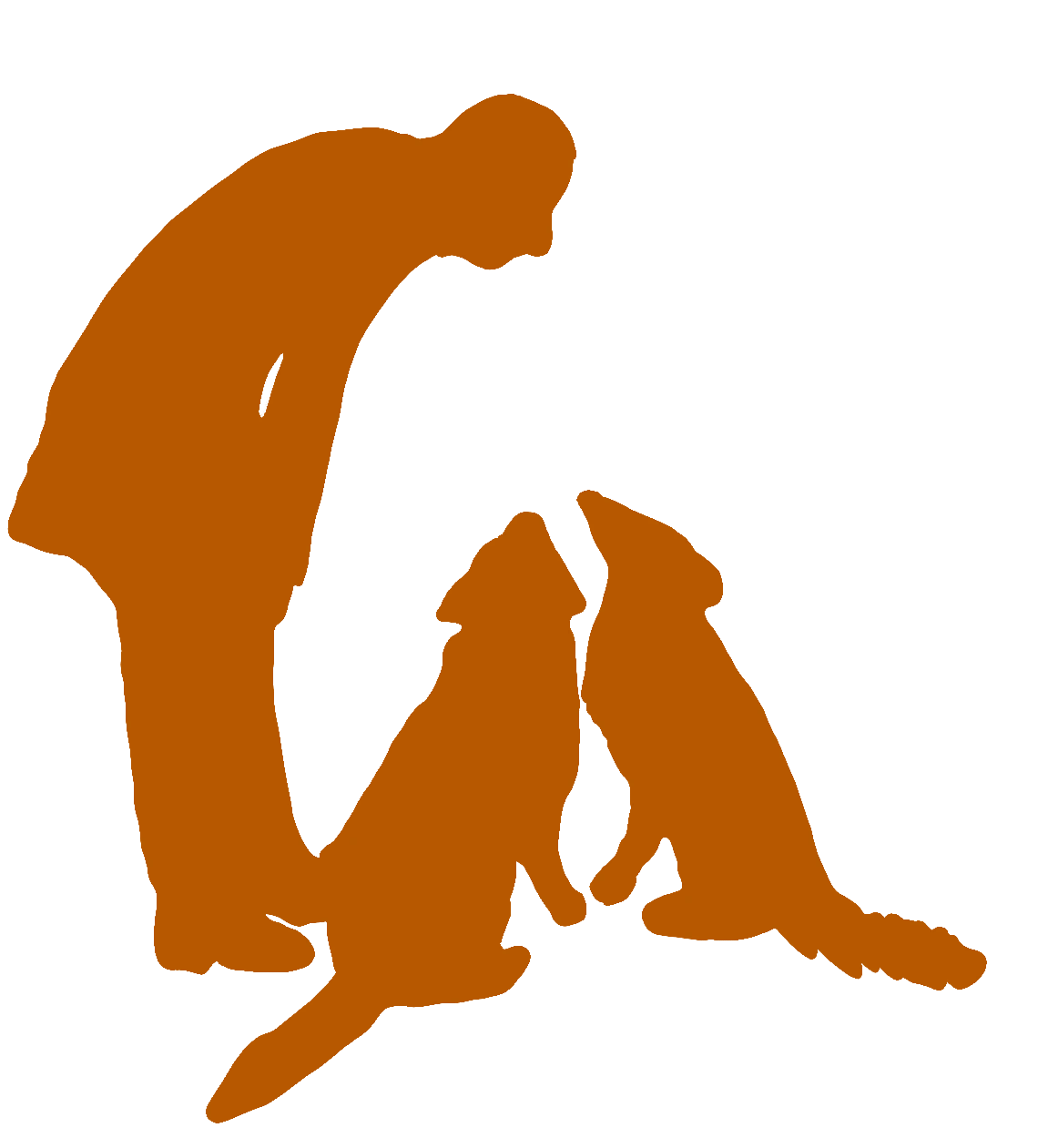 Person with two dogs