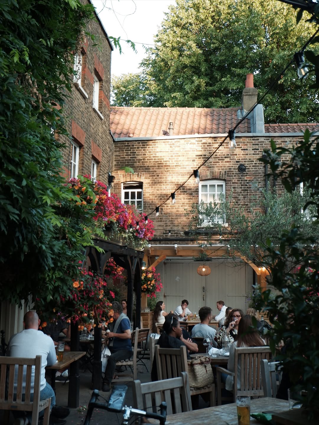 The Flask pub courtyard